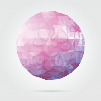 Abstract 3D geometric illustration. Pink sphere on white background.