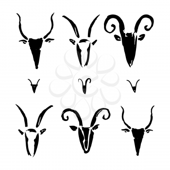 Goat 2015 New year Symbol set. Chinese Zodiac. Hand drawn Illustration.