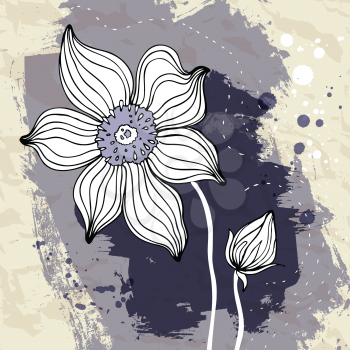 Snowdrop flower. Crumpled paper background. Vector illustration.