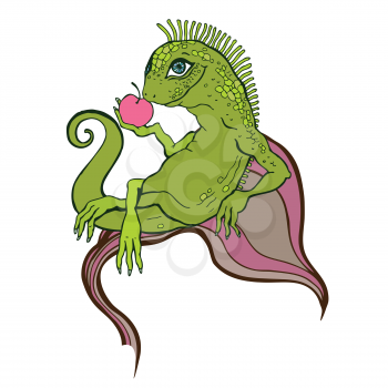 Lizard. Iguana Cartoon Hand Drawn vector illustration.