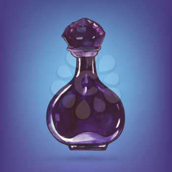 Beautiful perfume bottle. Hand drawn Watercolor vector illustration.