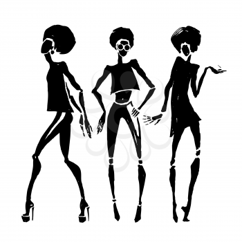 Figures of african dancers. Vector fashion illustration