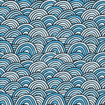 Grange Sea background. Seamless Hand-drawn vector illustration