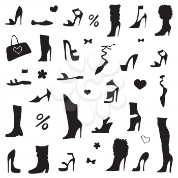 Collection of womens shoes. Design element Vector Illustration.