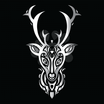Deer head. Tribal pattern Polynesian tattoo style. Vector illustration.
