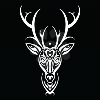 Deer head. Tribal pattern Polynesian tattoo style. Vector illustration.