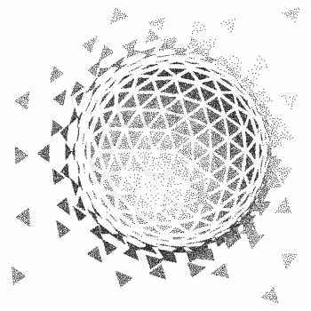 3D Vector illustration. Abstract shape. Halftone style