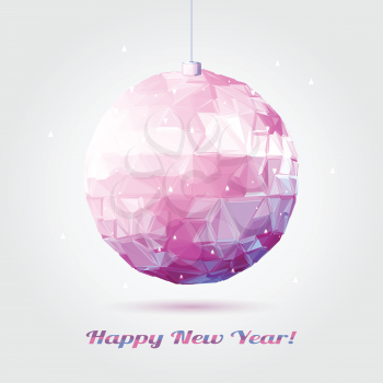 Christmas and New Year greeting card. Vector illustration. Geometric background. 3D Wallpaper.