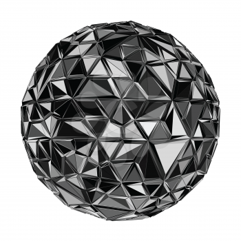 Black polygonal ball. Realistic illustration. Geometrical vector background