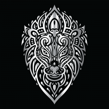 Lions head Tribal pattern. Polynesian tattoo style. Vector illustration.