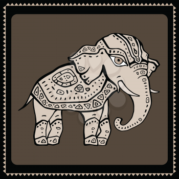 Elephant. Indian style Hand drawn detailed illustration.