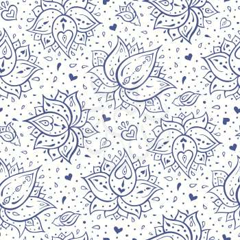 Paisley background. Seamless Hand Drawn vector pattern.