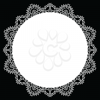 Vintage handmade knitted doily. Round lace pattern. Vector illustration.