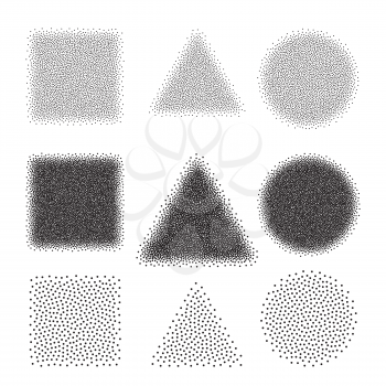 Abstract Dot work Shape Backgrounds Circle, Triangle, Square. Halftone Vector Illustration
