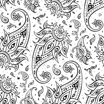 Paisley Ethnic ornament. Seamless Paisley background. Elegant Hand Drawn vector pattern.
