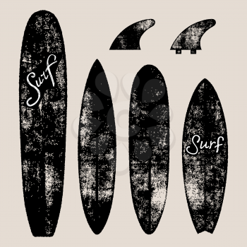 Set of Surf boards. Vector Illustration in the Polynesian style tattoo.
