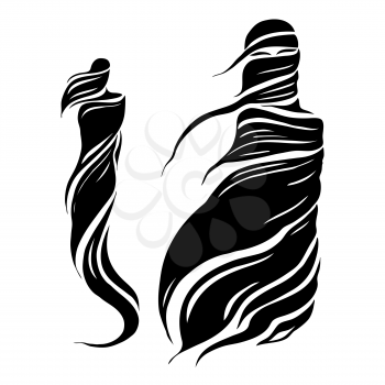 Abstract silhouettes of east girl. Beautiful Muslim woman. Vector Fashion illustration. White background