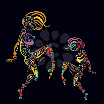 African woman in ethnic style. Beautiful Girl. Hand drawn Vector illustration