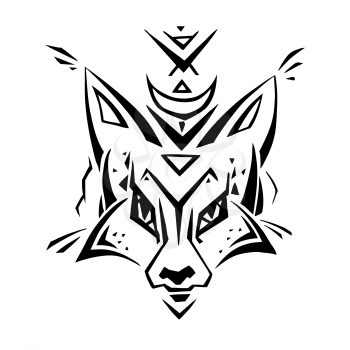Tribal pattern Fox. Polynesian tattoo style. Vector illustration