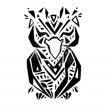 Crow in ethnic style. Hand drawn vector illustration