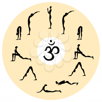 Yoga infographics, Surya Namaskar set, Salutation the Sun