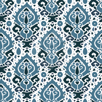 Ikat ornament. Tribal pattern in Aztec style. Hand Drawn folklore seamless pattern. Can be used for wallpaper, website background, textile, phone case print