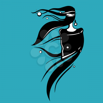 Beautiful woman in Hijab. Silhouette. Hand drawn vector illustration.