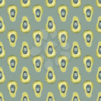 Avocado Seamless pattern. Hand drawn Watercolor background. Natural print for design, fabric