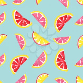 Seamless Tropical pattern of exotic fruit. Hand drawn food design