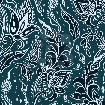 Paisley background. Vintage pattern with hand drawn Abstract Flowers. Seamless ornament. Can be used for wallpaper, website background, textile, phone case print