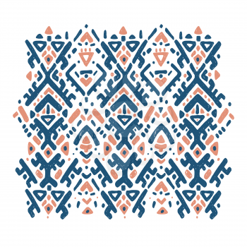 Ikat ornament. Tribal pattern in Aztec style. Hand Drawn folklore pattern