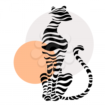 Abstract silhouettes of big cat. Beautiful Vector illustration. White background.