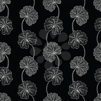 Botanical illustration. Hand Drawn flowers and plants. Monochrome vector illustrations in sketch style. Elegant Seamless vintage Pattern.