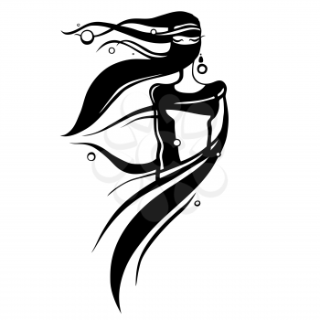 Beautiful woman in Hijab. Silhouette. Hand drawn vector illustration.