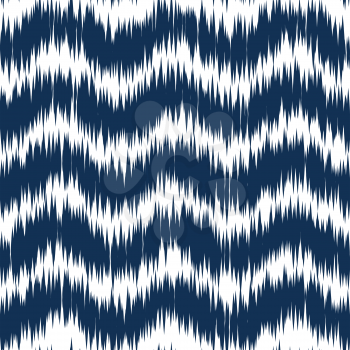 Ikat ornament. Tribal Waves pattern in Aztec style. Hand Drawn folklore seamless pattern