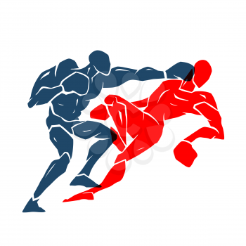 Silhouette of two professional boxer. Boxing match. vector illustration on white background
