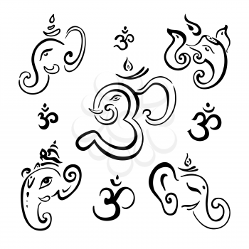 Hindu God Ganesha. Ganapati. Vector hand drawn illustration