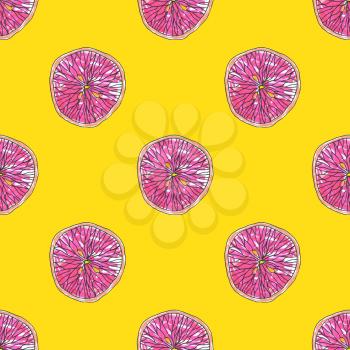 Citrus seamless pattern. Tropical background of exotic fruit. Hand drawn illustration