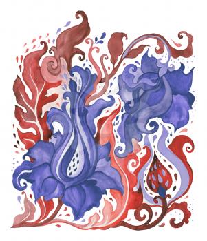 Paisley. Hand Drawn Boho ornament. Watercolor Hand painted illustration, isolated