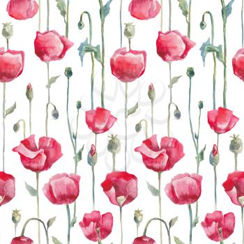 Watercolor Floral pattern. Hand drawn Flower seamless background
