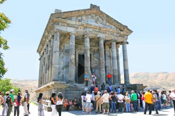 Royalty Free Photo of Tourists at the Temple of Garni, Armenia