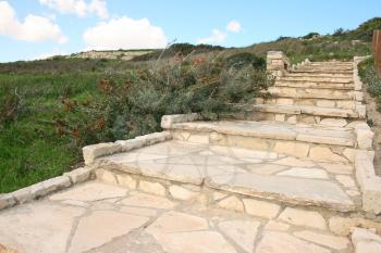 Royalty Free Photo of Stone Stairs to a Mountain