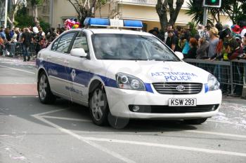 Royalty Free Photo of a Police Car at a Carnival