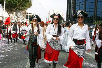 Royalty Free Photo of People Dressed as Pirates in a Parade