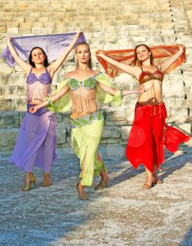 Royalty Free Photo of Belly Dancers on the Stairs of the Kourion Amphitheatre