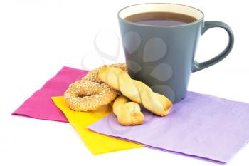 Royalty Free Photo of a Cup of Tea With Cookies