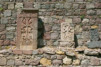 Royalty Free Photo of Cross Stones at Geghard Monastery in Armenia