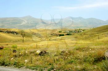 Royalty Free Photo of a Meadow and Mountain in Armenia