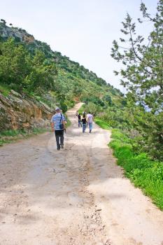 Royalty Free Photo of People on a Path in Akamas Peninsula in Cyprus