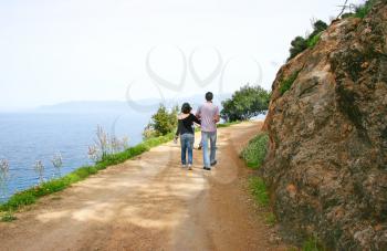 Royalty Free Photo of People on a Path in the Akamas Peninsula in Cyprus